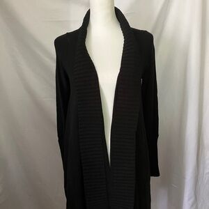 BCBG MAX AZRIA Black Open Front High Low Cardigan